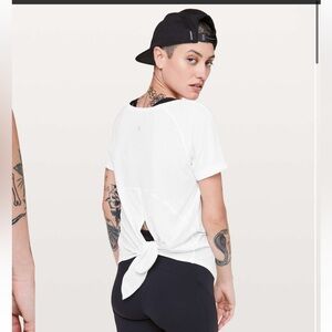 Lululemon Open Up Tie Back Tee Heathered White / White